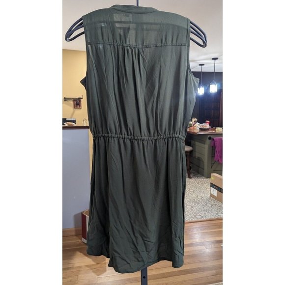 Gap Sleeveless Shirt Dress Tie At Waist Dress Army Green NWOT Size Med - Picture 3 of 4